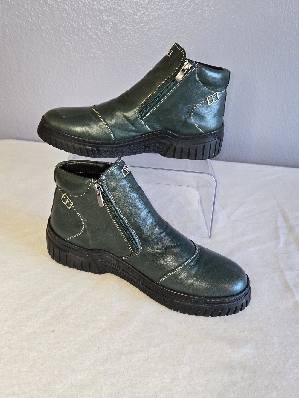 Spring Step Shoes Borella Men's Green Leather Zip Ankle Boots- Size 42